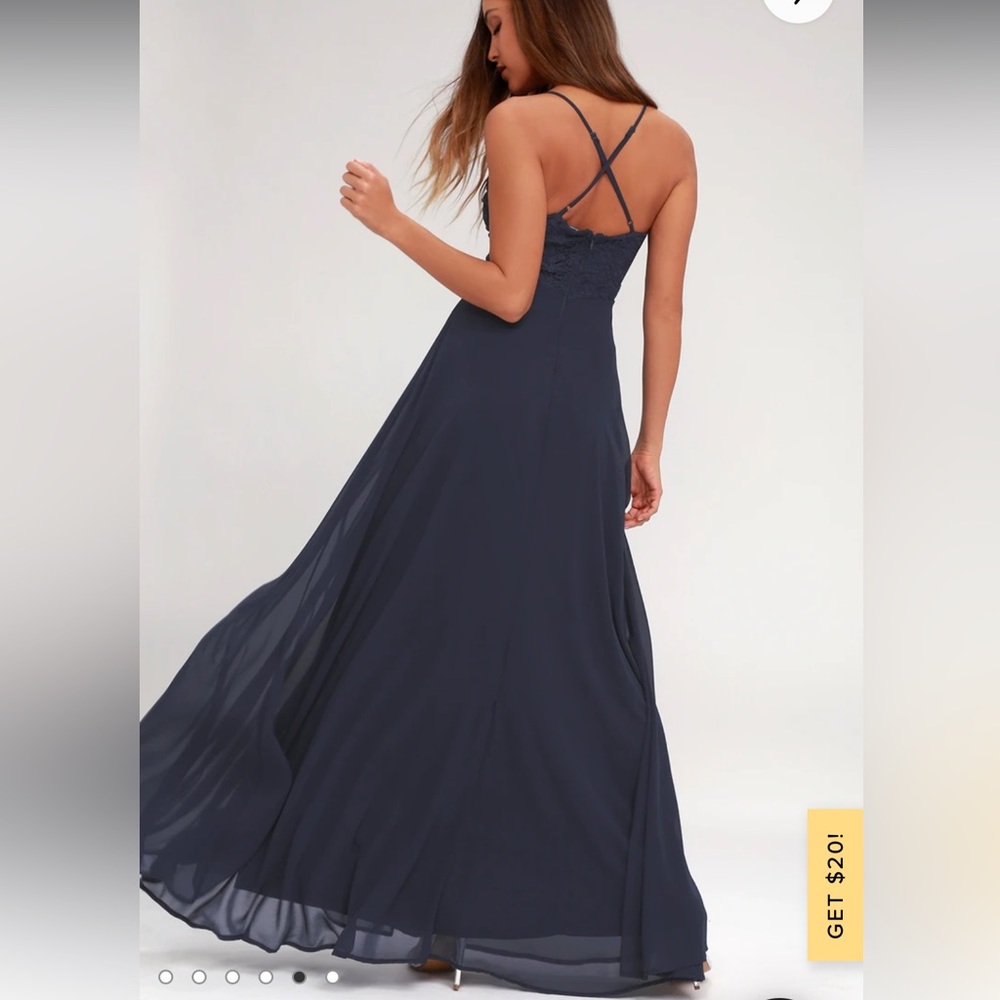 Lulu’s Madalyn Navy Blue Lace Maxi Dress (Size S) - Picture 2 of 6